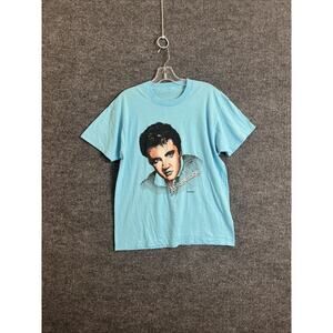 Vintage Elvis Presley Graphic T Shirt Blue Short Sleeve Crew Neck 1987 Sz Small?